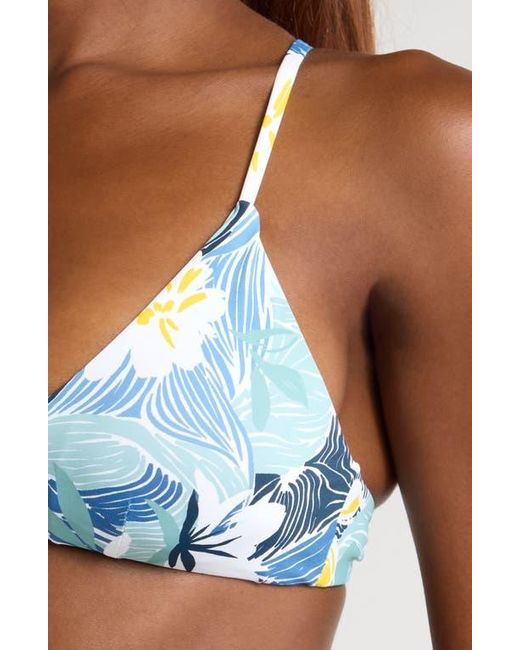 Roxy Blue Athletic Reversible Triangle Bikini Top
