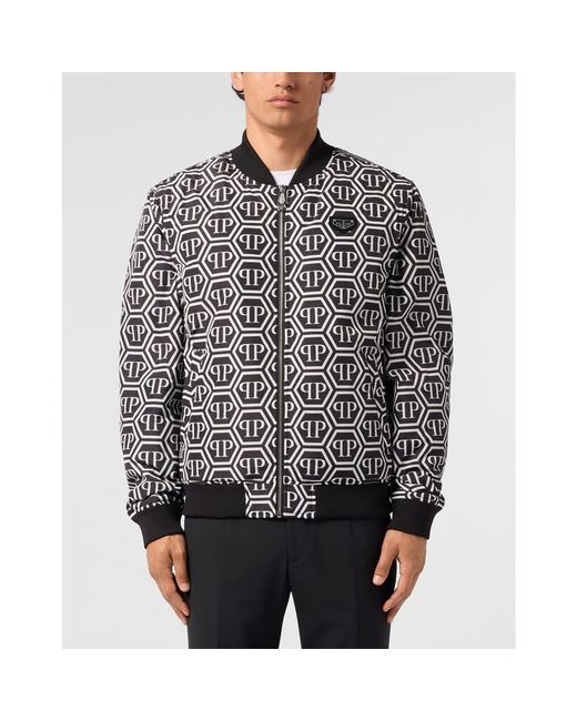 Philipp Plein Black Nylon Bomber Monogram for men