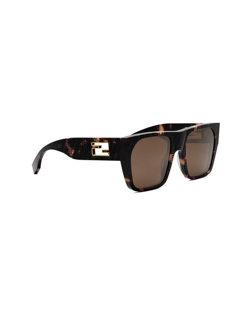 Fendi Brown The Baguette 54mm Square Sunglasses