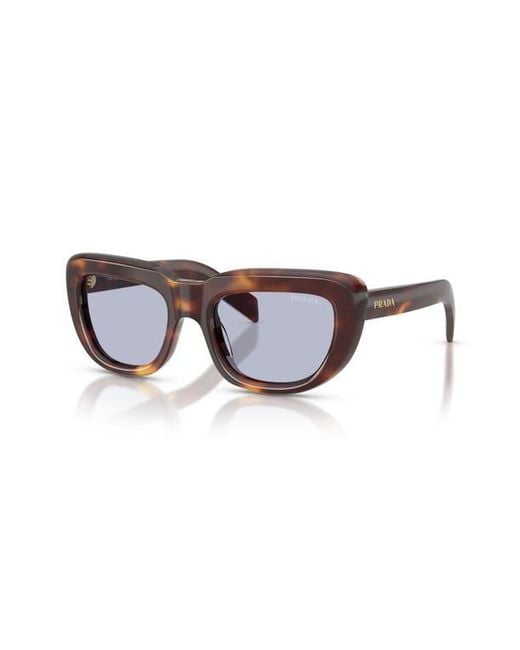 Prada Brown 53Mm Rectangular Sunglasses