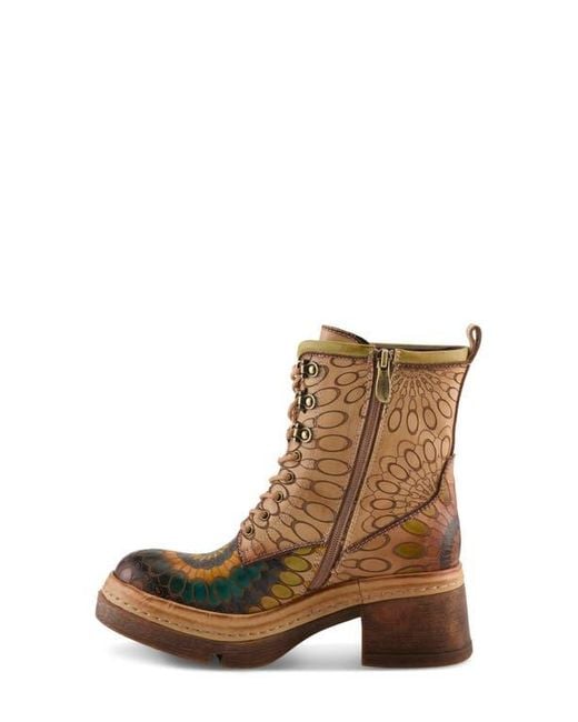 Spring Step Brown Carnivale Embossed Bootie