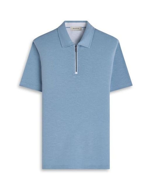 Bugatchi Blue Quarter Zip Polo for men