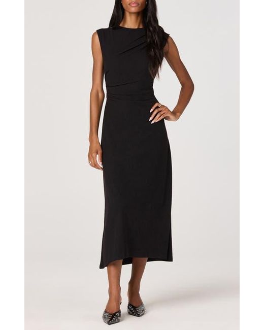 Astr Black Drape Sleeveless Midi Dress