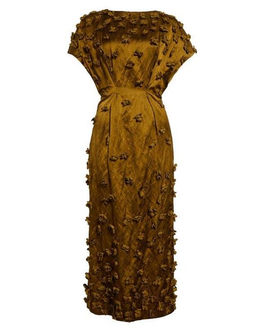 Michael Kors Floral Pleated Satin Dress in Yellow | Lyst