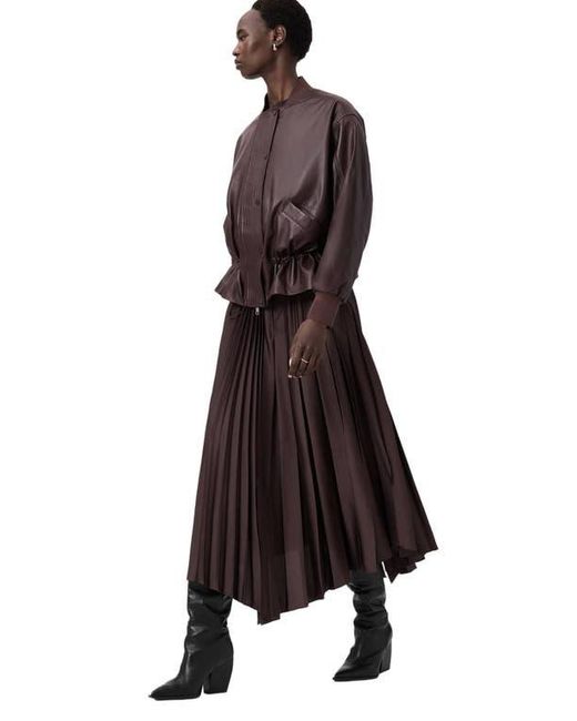 AllSaints Brown Sofi Leather Bomber Jacket