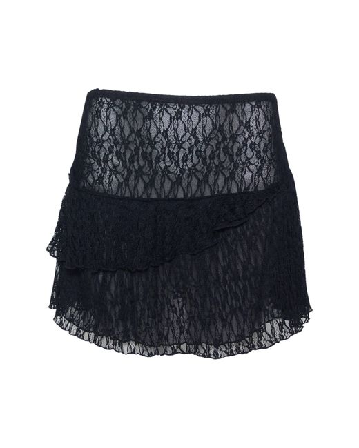 Nasty Gal Black Asymmetric Frill Lace Miniskirt