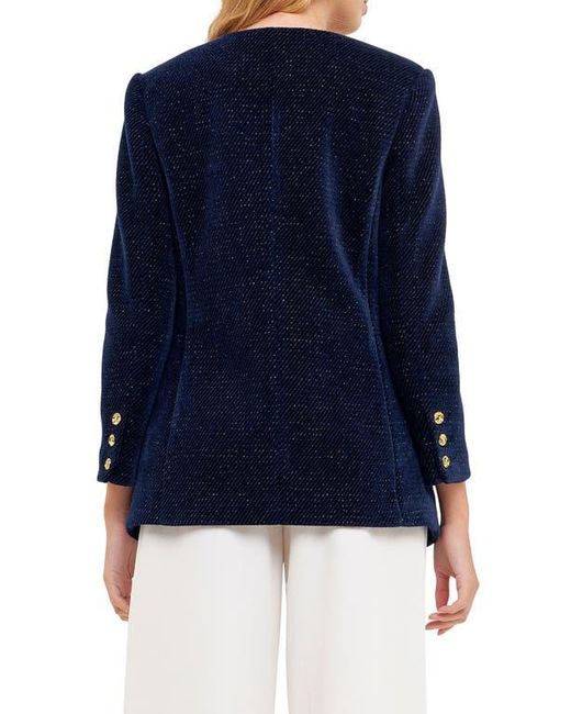 English Factory Texture Metallic Double Breasted Jacket in Blue | Lyst