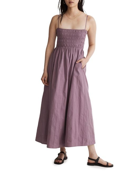 Madewell Purple Theo Sleeveless Cotton Midi Dress
