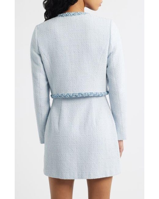 LoveShackFancy Blue Azula Crop Tweed Jacket