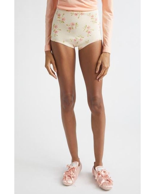 Simone Rocha Natural Tiny Flowers Knit Micro Shorts