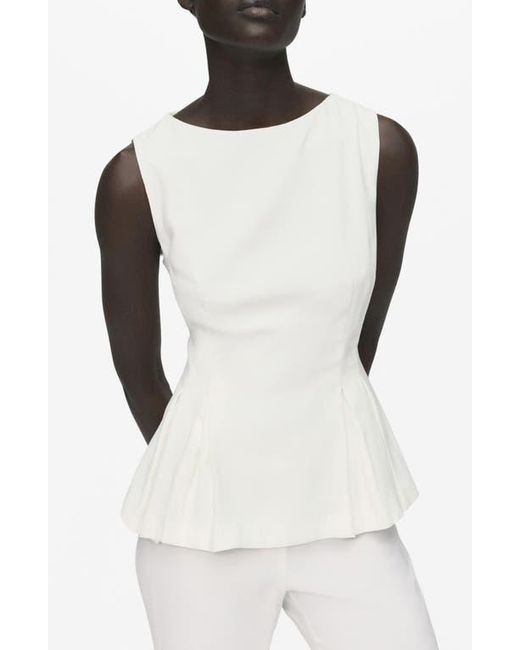 Mango White Sleeveless Peplum Top