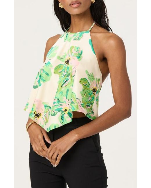 Astr Green Halter Scarf Top