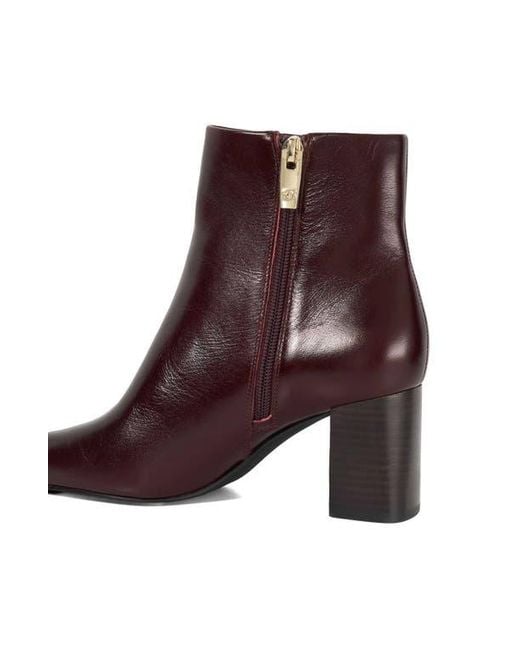 Dune Brown Panamas Block Heel Bootie