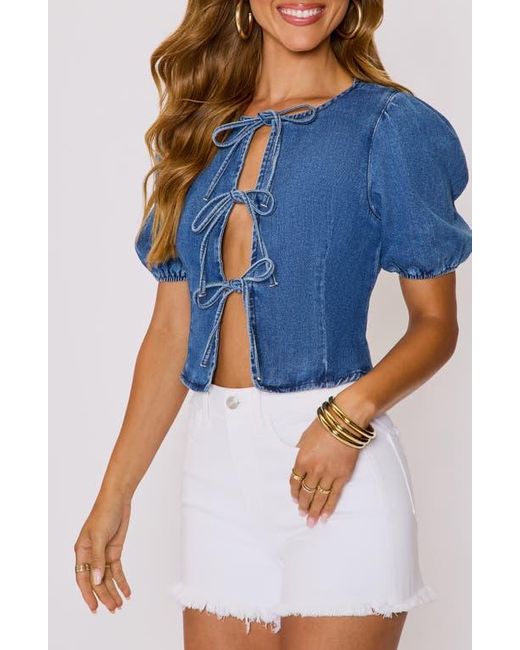 Vici Collection Blue Delilah Tie Front Top