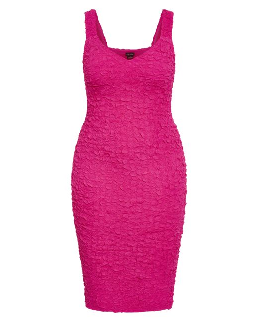 City Chic Pink Helen Texture Dress