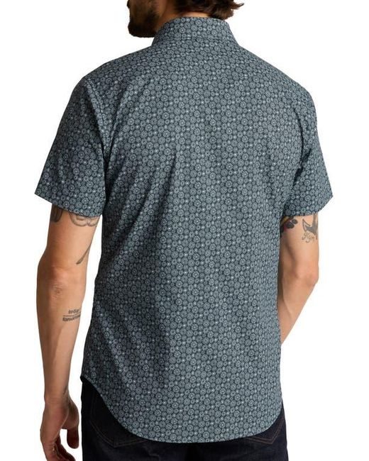 Bonobos Gray Sun Print Tech Short Sleeve Button-Up Shirt for men