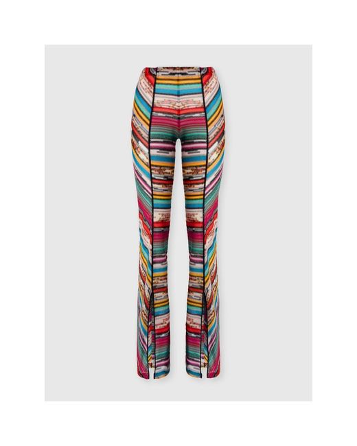 Missoni Red Lamé Slub Viscose Trousers With Slits