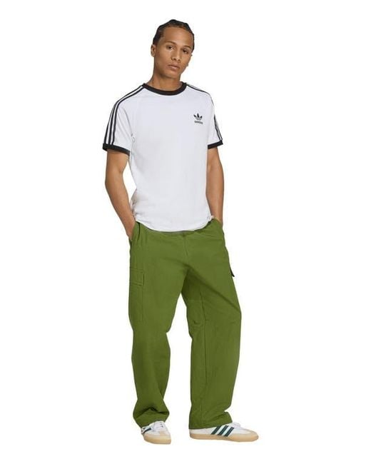 Adidas Green Trefoil Essentials Cotton Ripstop Cargo Pants for men
