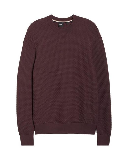 Boss Purple Imberto Textured Sweater for men