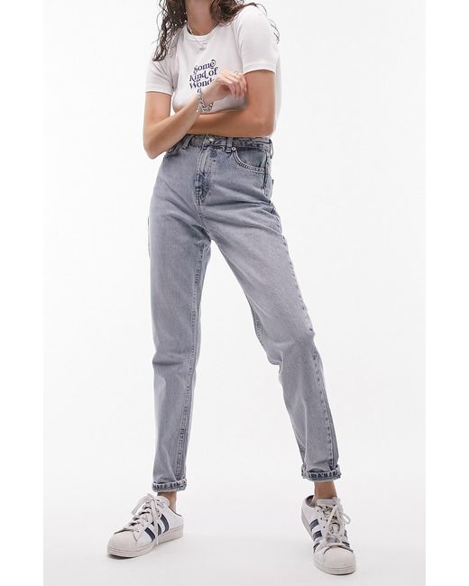 TOPSHOP High Waist Tapered Mom Jeans in Blue | Lyst