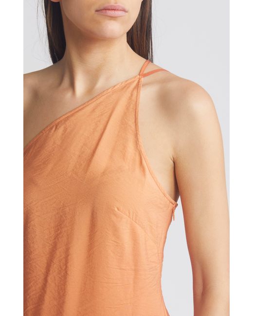 Madewell Orange One-shoulder Midi Slip Dress