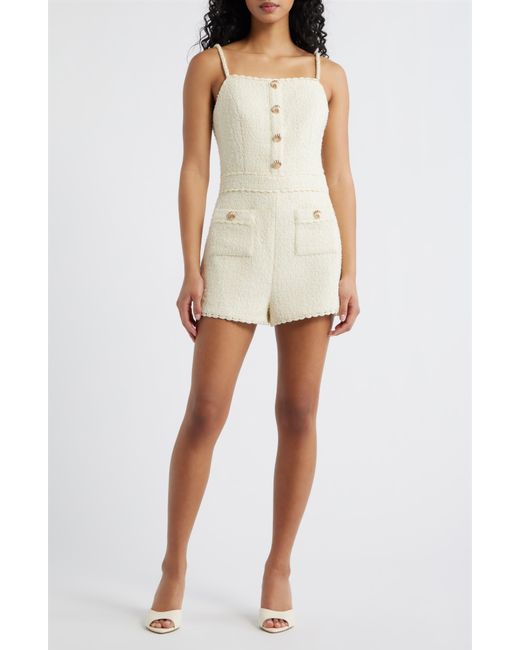 Line & Dot White Rhia Shell Button Tweed Romper