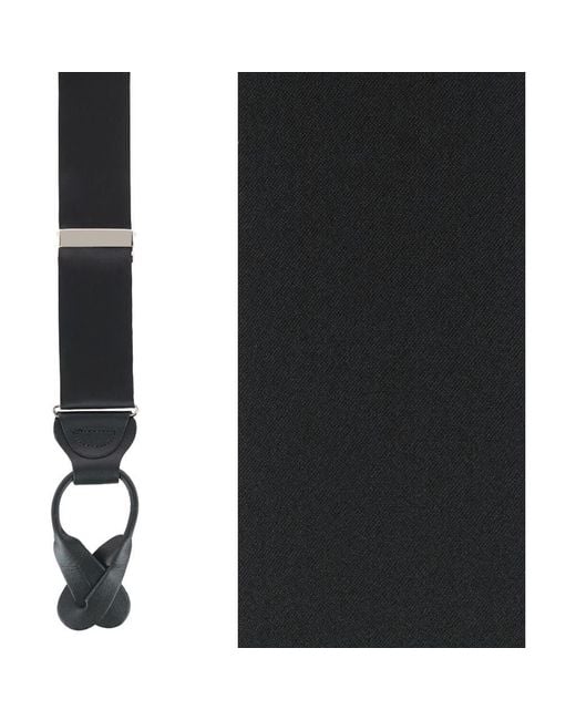 Trafalgar Black Dutton Solid Color Silk Button End Suspenders for men