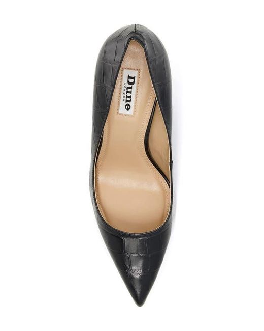 Dune Black Bold Croc Embossed Pointed Toe Pump