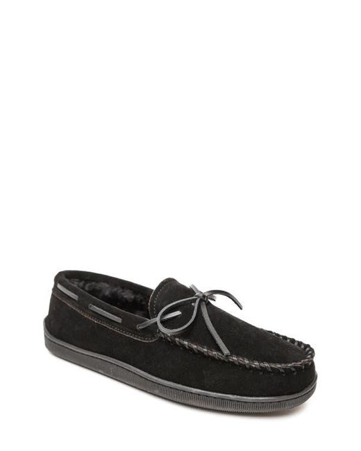 Minnetonka Black Lined Hardsole Slipper for men