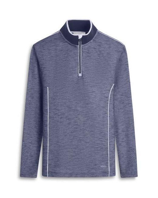 Bugatchi Blue Quarter Zip Performance Pullover for men