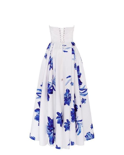 Milla Strapless A-Line Floral Formal Occasion Maxi Dress in White | Lyst