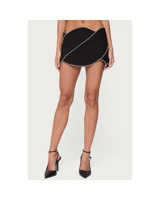 Edikted Black Abstract Rhinestone Mini Skort