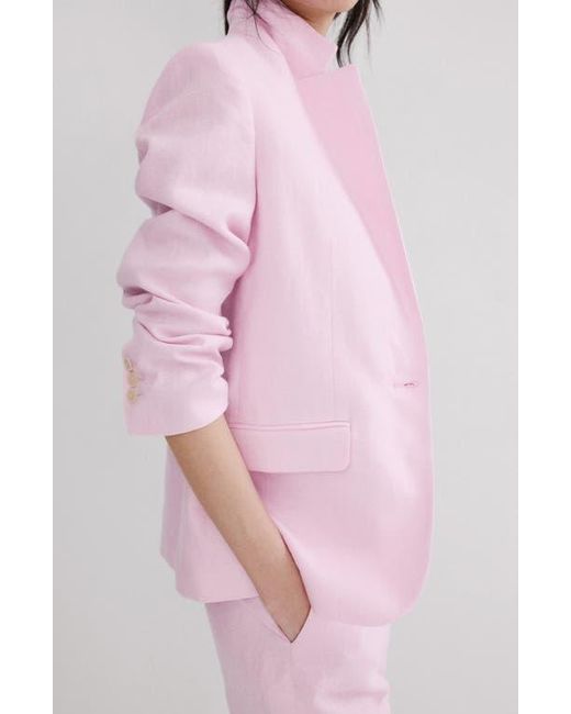 Mango Pink Linen Suit Blazer