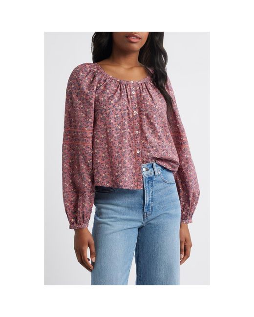 Madewell Red Puff-Sleeve A-Line Top