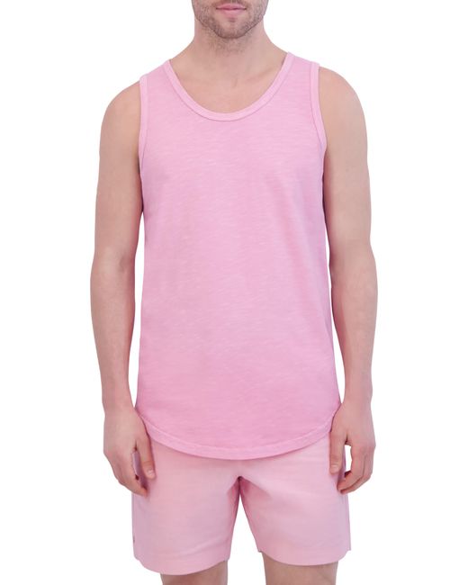 Goodlife Pink Sunfaded Slub Scallop Tank Top for men