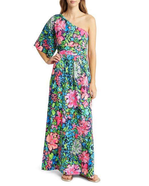 Lilly Pulitzer Niki One Shoulder Maxi Dress in Blue | Lyst