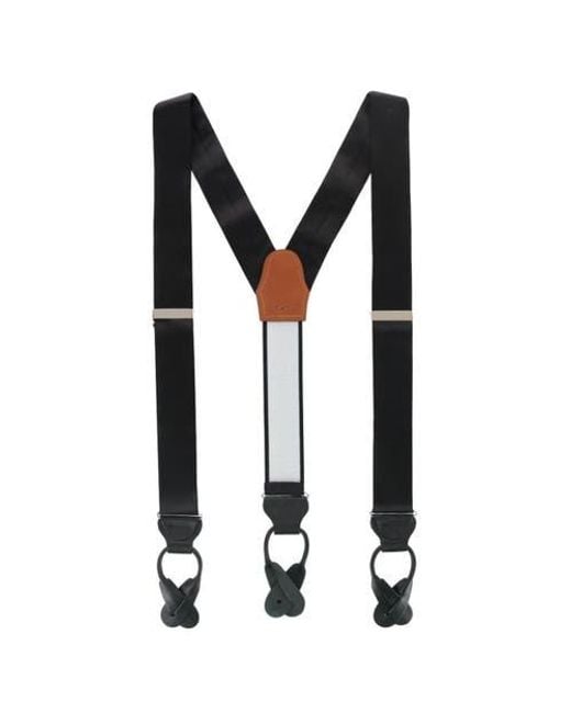 Trafalgar Black Big & Tall Dutton Solid Colored Silk Button End Suspenders for men