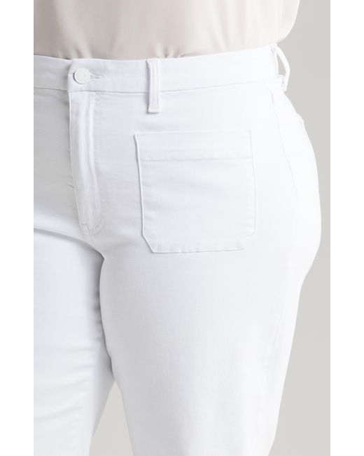 Kut From The Kloth White Meg Patch Pocket High Waist Ankle Wide Leg Jeans