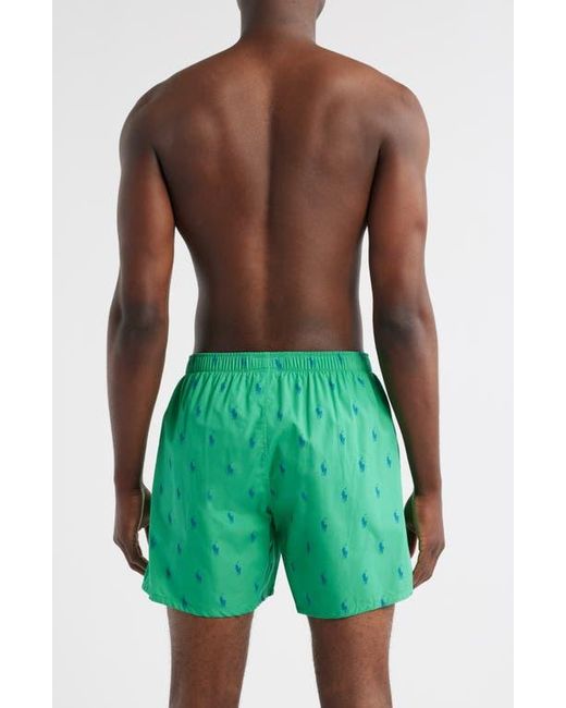 Polo Ralph Lauren Green Polo Player Logo Print Woven Cotton Boxers for men