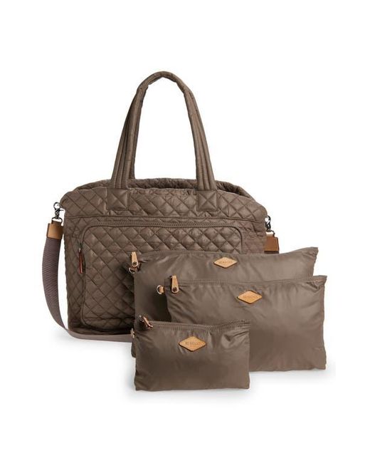 MZ Wallace Brown Large Metro Quilted Nylon Travel Tote