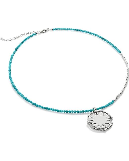 Monica Vinader Blue Beaded Sun Pendant Necklace