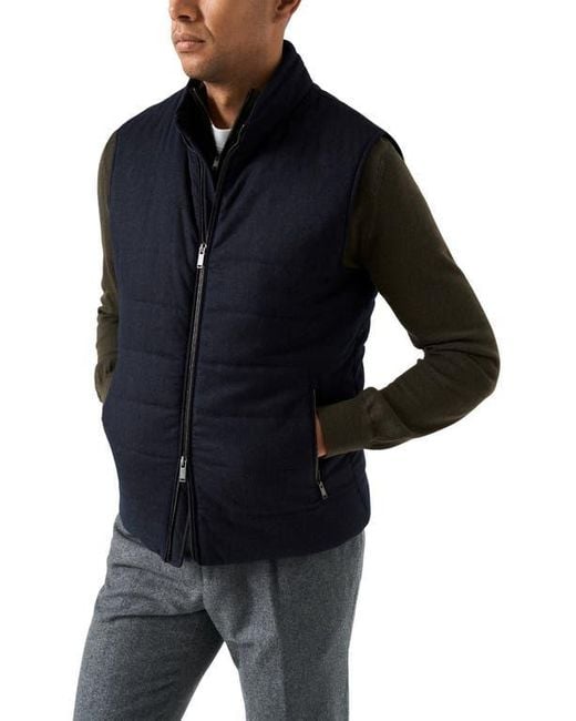 Eton Men's Black Quilted Wool Vest