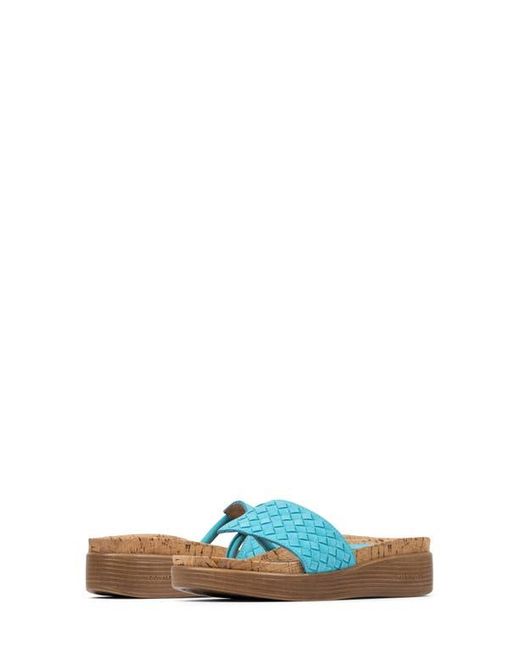 Donald J Pliner Blue Fifi Platform Wedge Flip Flop