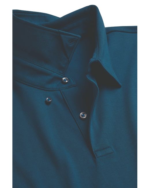 Charles Tyrwhitt Blue Plain Long Sleeve Jersey Polo for men