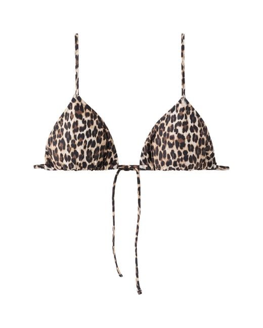 Mango Black Leopard Triangle Bikini Top