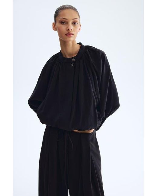 H&M Blue Balloon-Sleeved Modal Jacket