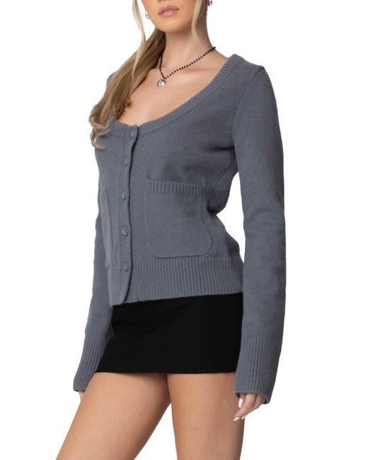 Edikted Black Daphnee Patch Pocket Cardigan