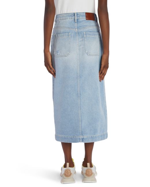 Moncler Blue Cotton Denim Midi Skirt