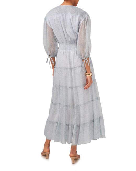 1.STATE Gray Floral Pintuck Button Front Maxi Dress