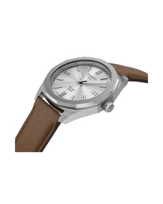 Tissot Metallic Prc 100 Solar Quartz Leather Strap Watch, 39Mm for men